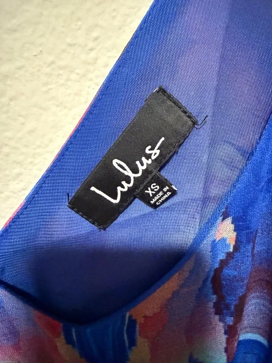 Lulu's Blue Multicolor Slip Maxi Dress - Picture 3 of 3